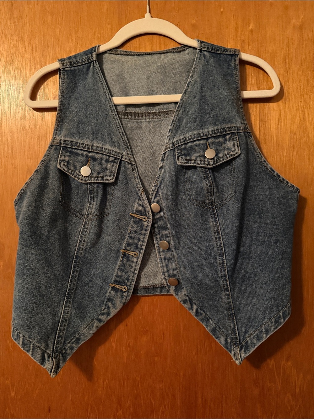 SHEIN medium Blue Denim Vest with Snap Buttons